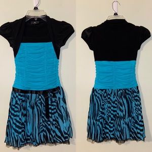 Blue and Black Zebra Print Dress